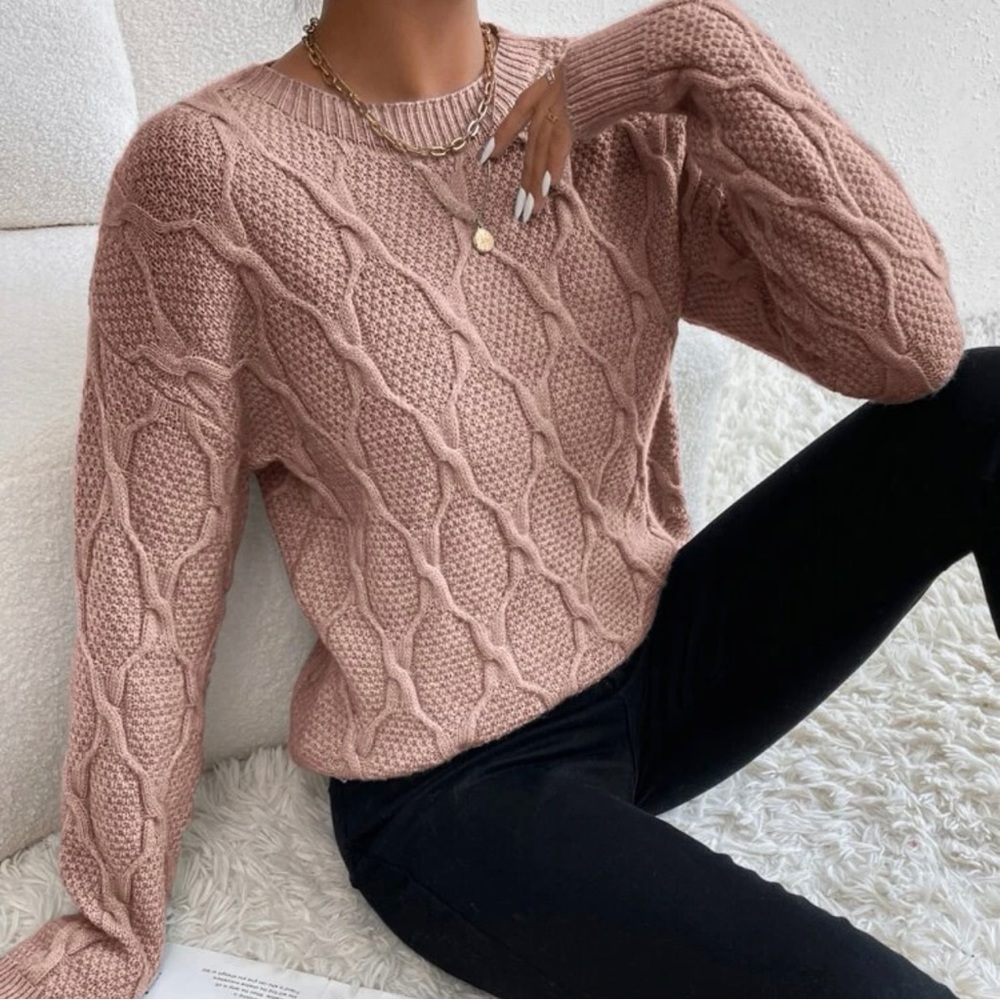 Cute Knot-Design Sweater in Soft Rose